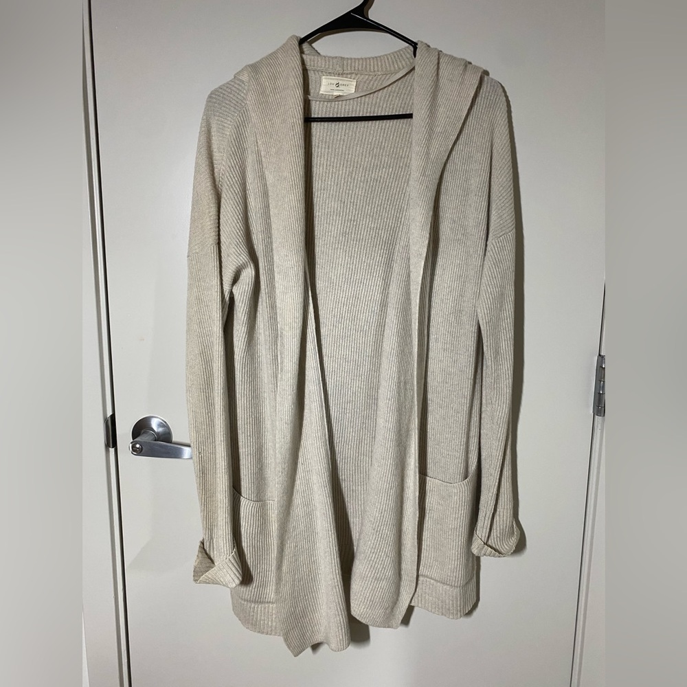 Long hooded cashmere cardigan